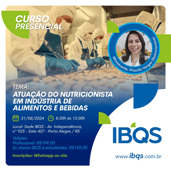 PRESENCIAL - Atuação do Nutricionista em indústria de alimentos e bebidas