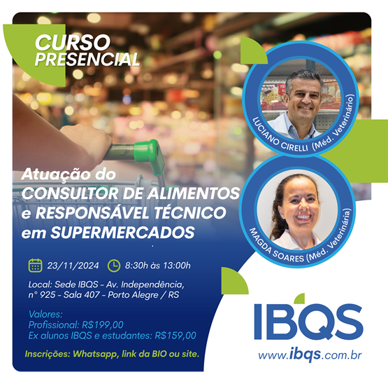 PRESENCIAL - Atuação do Consultor de Alimentos e Responsável Técnico em Supermercados